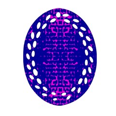 Blue And Pink Pixel Pattern Ornament (oval Filigree) by Amaryn4rt