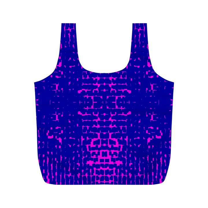 Blue And Pink Pixel Pattern Full Print Recycle Bags (M) 