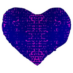 Blue And Pink Pixel Pattern Large 19  Premium Flano Heart Shape Cushions by Amaryn4rt