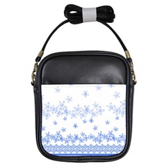 Blue And White Floral Background Girls Sling Bags by Amaryn4rt
