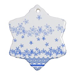 Blue And White Floral Background Snowflake Ornament (two Sides) by Amaryn4rt