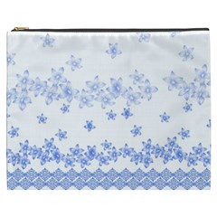 Blue And White Floral Background Cosmetic Bag (xxxl)  by Amaryn4rt