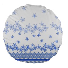 Blue And White Floral Background Large 18  Premium Round Cushions by Amaryn4rt