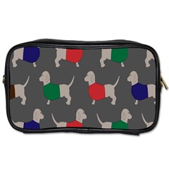 Cute Dachshund Dogs Wearing Jumpers Wallpaper Pattern Background Toiletries Bags by Amaryn4rt