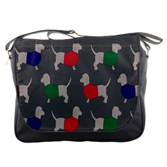 Cute Dachshund Dogs Wearing Jumpers Wallpaper Pattern Background Messenger Bags