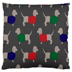 Cute Dachshund Dogs Wearing Jumpers Wallpaper Pattern Background Large Cushion Case (two Sides) by Amaryn4rt