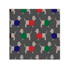 Cute Dachshund Dogs Wearing Jumpers Wallpaper Pattern Background Small Satin Scarf (square) by Amaryn4rt
