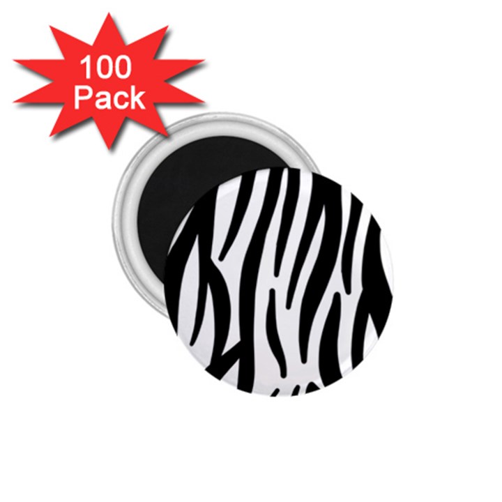 Seamless Zebra A Completely Zebra Skin Background Pattern 1.75  Magnets (100 pack) 