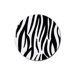 Seamless Zebra A Completely Zebra Skin Background Pattern Rubber Round Coaster (4 Pack)  by Amaryn4rt