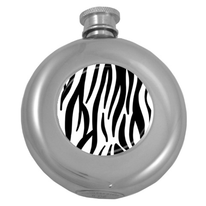 Seamless Zebra A Completely Zebra Skin Background Pattern Round Hip Flask (5 oz)