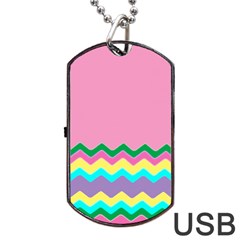 Easter Chevron Pattern Stripes Dog Tag USB Flash (Two Sides)