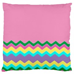 Easter Chevron Pattern Stripes Large Cushion Case (one Side) by Amaryn4rt