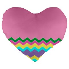 Easter Chevron Pattern Stripes Large 19  Premium Heart Shape Cushions