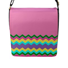 Easter Chevron Pattern Stripes Flap Messenger Bag (l)  by Amaryn4rt