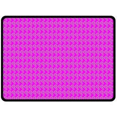 Clovers On Pink Double Sided Fleece Blanket (large)  by PhotoNOLA