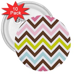 Chevrons Stripes Colors Background 3  Buttons (10 Pack)  by Amaryn4rt