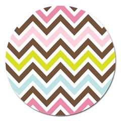 Chevrons Stripes Colors Background Magnet 5  (round) by Amaryn4rt