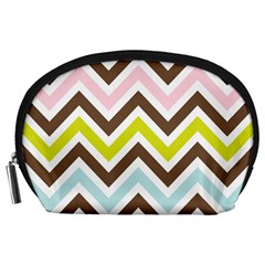 Chevrons Stripes Colors Background Accessory Pouches (large)  by Amaryn4rt