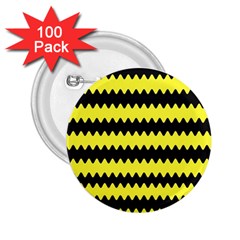 Yellow Black Chevron Wave 2 25  Buttons (100 Pack) 