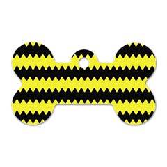 Yellow Black Chevron Wave Dog Tag Bone (two Sides) by Amaryn4rt