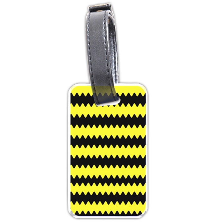 Yellow Black Chevron Wave Luggage Tags (One Side) 