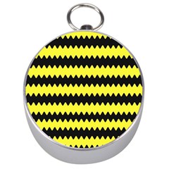 Yellow Black Chevron Wave Silver Compasses