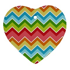 Colorful Background Of Chevrons Zigzag Pattern Ornament (heart) by Amaryn4rt