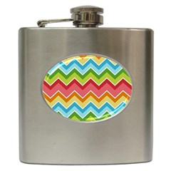 Colorful Background Of Chevrons Zigzag Pattern Hip Flask (6 Oz) by Amaryn4rt