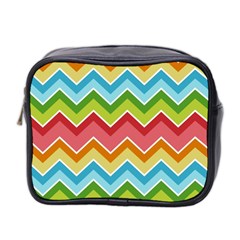 Colorful Background Of Chevrons Zigzag Pattern Mini Toiletries Bag 2-side