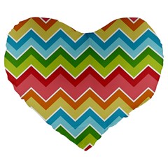Colorful Background Of Chevrons Zigzag Pattern Large 19  Premium Heart Shape Cushions