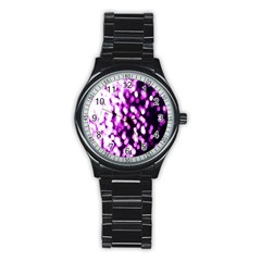 Bokeh Background In Purple Color Stainless Steel Round Watch by Amaryn4rt