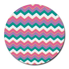 Chevron Pattern Colorful Art Round Mousepads