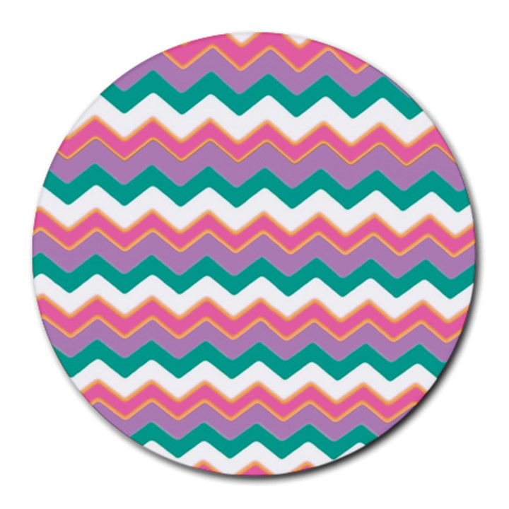 Chevron Pattern Colorful Art Round Mousepads