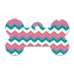 Chevron Pattern Colorful Art Dog Tag Bone (two Sides) by Amaryn4rt