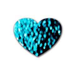 Bokeh Background In Blue Color Heart Coaster (4 Pack) 