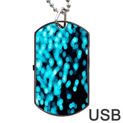Bokeh Background In Blue Color Dog Tag Usb Flash (one Side) by Amaryn4rt