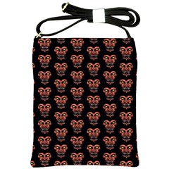 Dark Conversational Pattern Shoulder Sling Bags by dflcprints