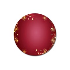 Red Background With A Pattern Magnet 3  (round) by Amaryn4rt