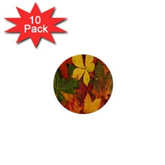 Colorful Autumn Leaves Leaf Background 1  Mini Buttons (10 Pack) 