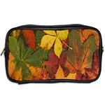 Colorful Autumn Leaves Leaf Background Toiletries Bags 2-Side Back