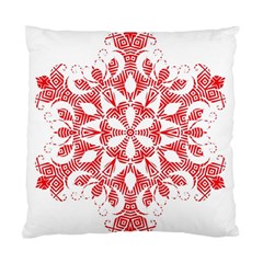 Red Pattern Filigree Snowflake On White Standard Cushion Case (one Side) by Amaryn4rt