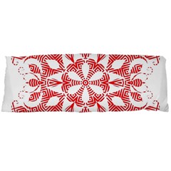 Red Pattern Filigree Snowflake On White Body Pillow Case Dakimakura (two Sides)