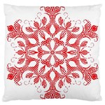 Red Pattern Filigree Snowflake On White Large Cushion Case (One Side) Front