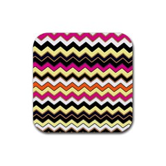 Colorful Chevron Pattern Stripes Rubber Coaster (square)  by Amaryn4rt