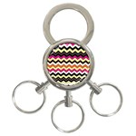 Colorful Chevron Pattern Stripes 3-Ring Key Chains Front