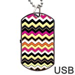 Colorful Chevron Pattern Stripes Dog Tag USB Flash (One Side) Front