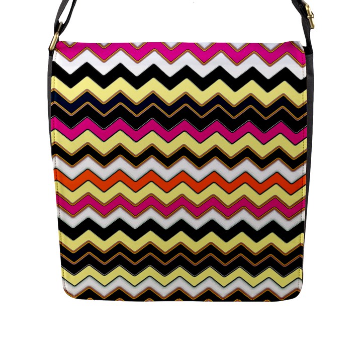 Colorful Chevron Pattern Stripes Flap Messenger Bag (L) 