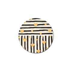 Black Lines And Golden Hearts Pattern Golf Ball Marker (4 Pack) by TastefulDesigns