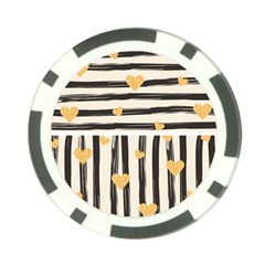 Black Lines And Golden Hearts Pattern Poker Chip Card Guard by TastefulDesigns