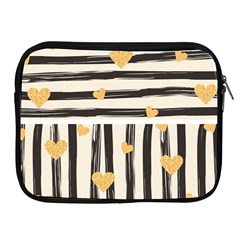 Black Lines And Golden Hearts Pattern Apple Ipad 2/3/4 Zipper Cases by TastefulDesigns